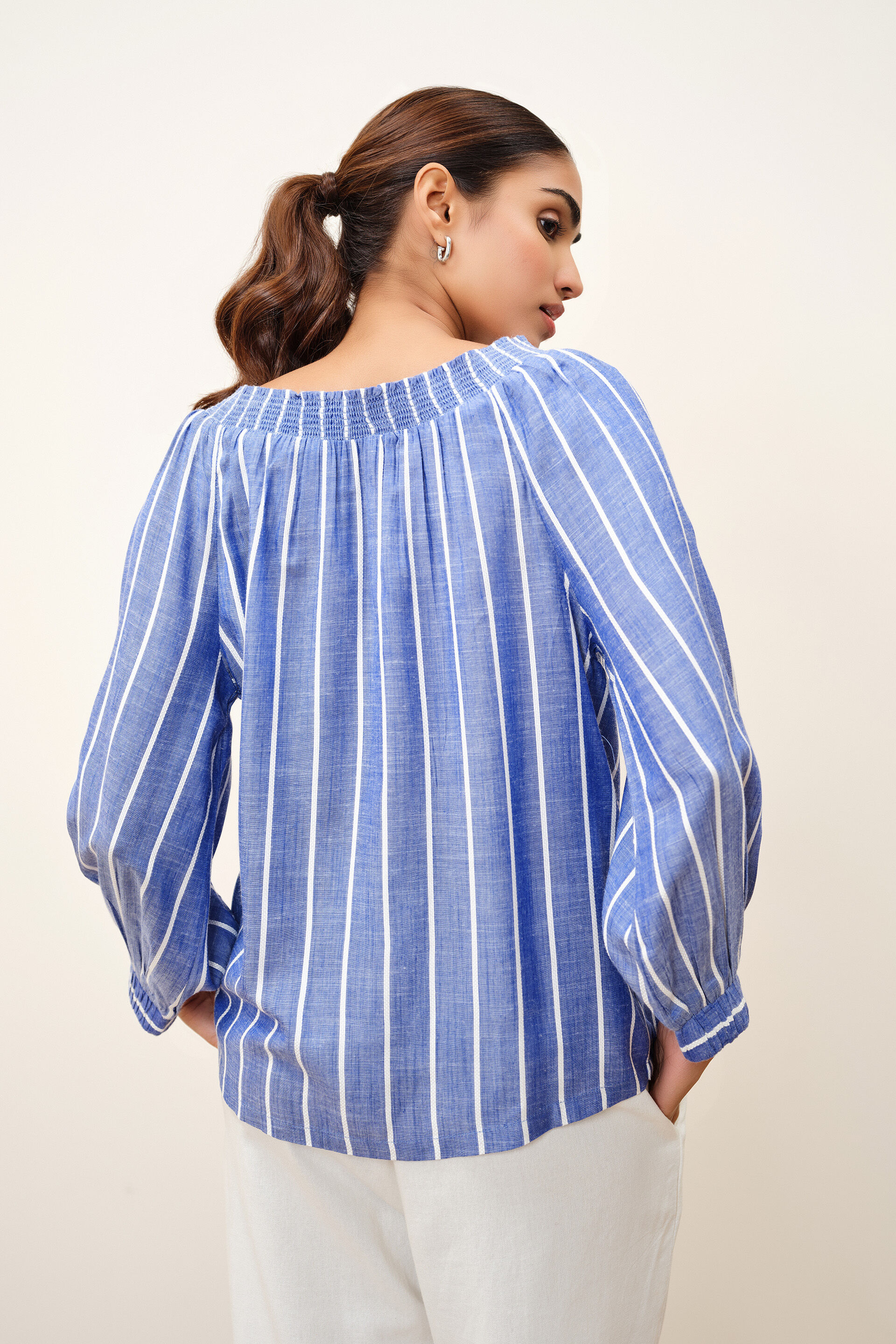 Coastal Blue Striped Top, Blue, image 5